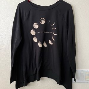 Black Long Sleeve Moon Phases Shirt - Sz M - To the Moon & Back Shirt 🌙